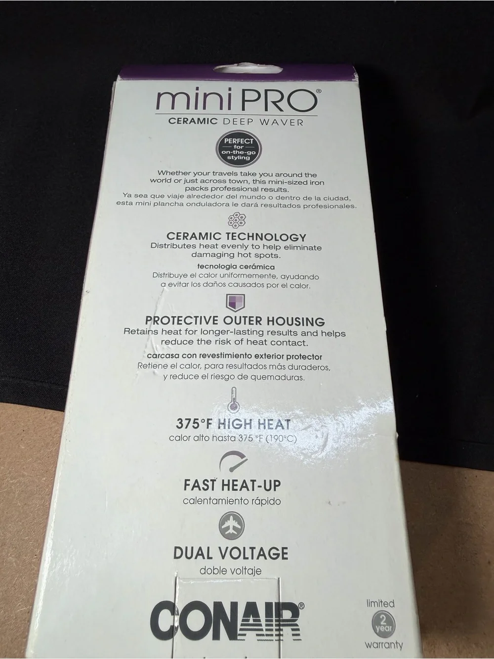 New Conair mini pro ceramic deep waver purple